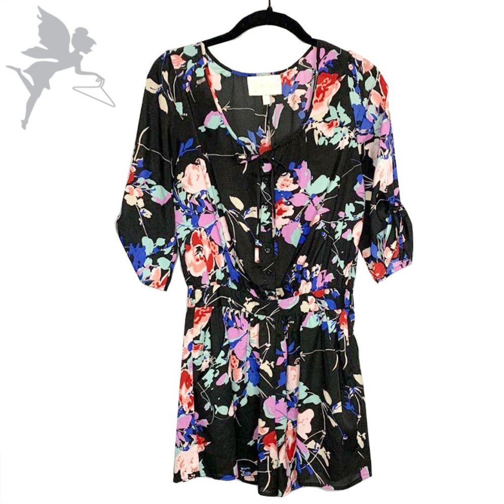 YUMI KIM Leah Romper in black blossom